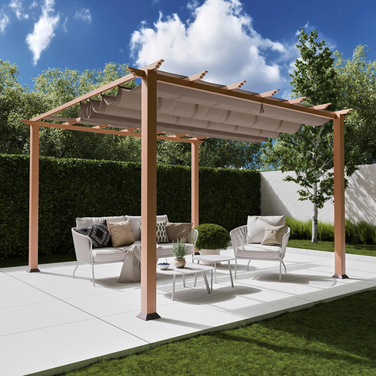 Paragon Outdoor Pavillon Florida hellbraun Metall B/H/L: ca. 350x235x350 cm Florida - hellbraun (350,00/350,00/235,00cm) - Paragon Outdoor
