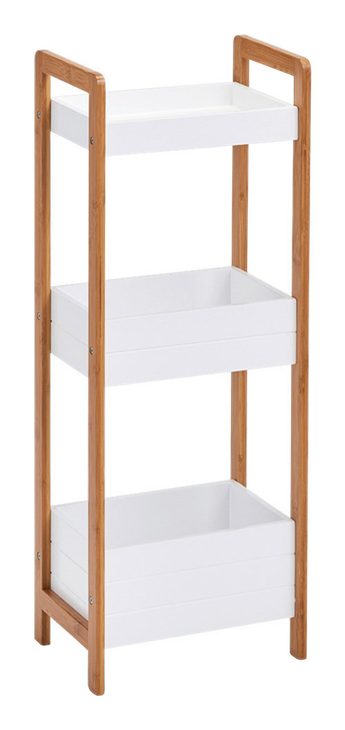 Standregal weiß Bambus B/H/T: ca. 28x74x20 cm Standregal_mit_3_Ablagefächern - weiß (28,00/74,00/20,00cm) - Zeller