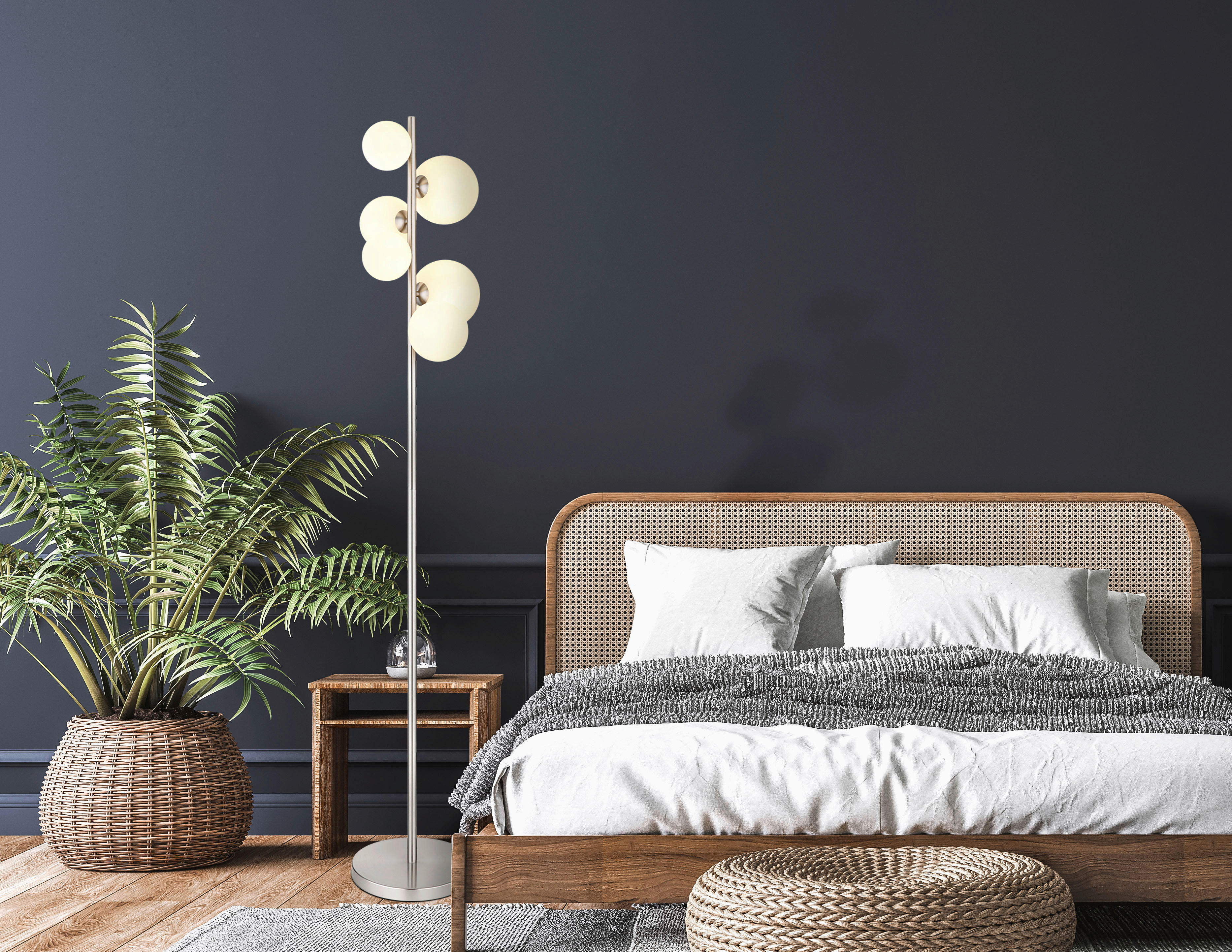 Thumbnail - GLOBO Stehleuchte nickel matt Metall B/H/T: ca. 28x155x29,5 cm G9 6 Brennstellen