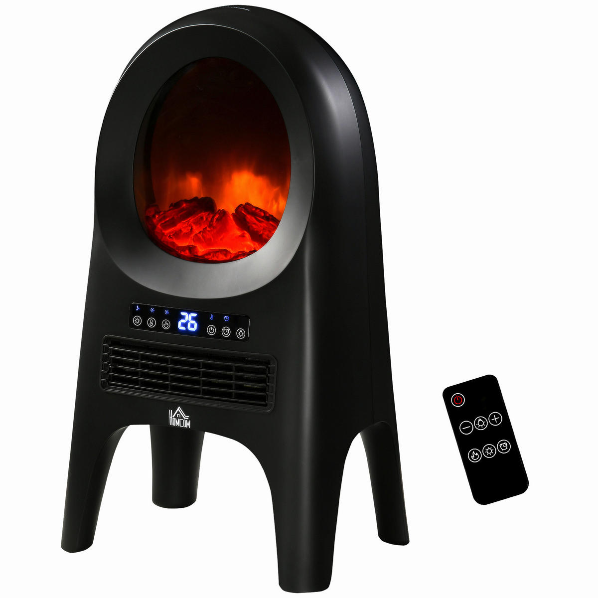HOMCOM Heizlüfter 820-318V90BK schwarz Kunststoff Edelstahl Polypropylen B/H/L: ca. 25,5x33,7x60,4 cm ca. 2000 W Raumheizung - schwarz (60,40/25,50/33,70cm) - HOMCOM