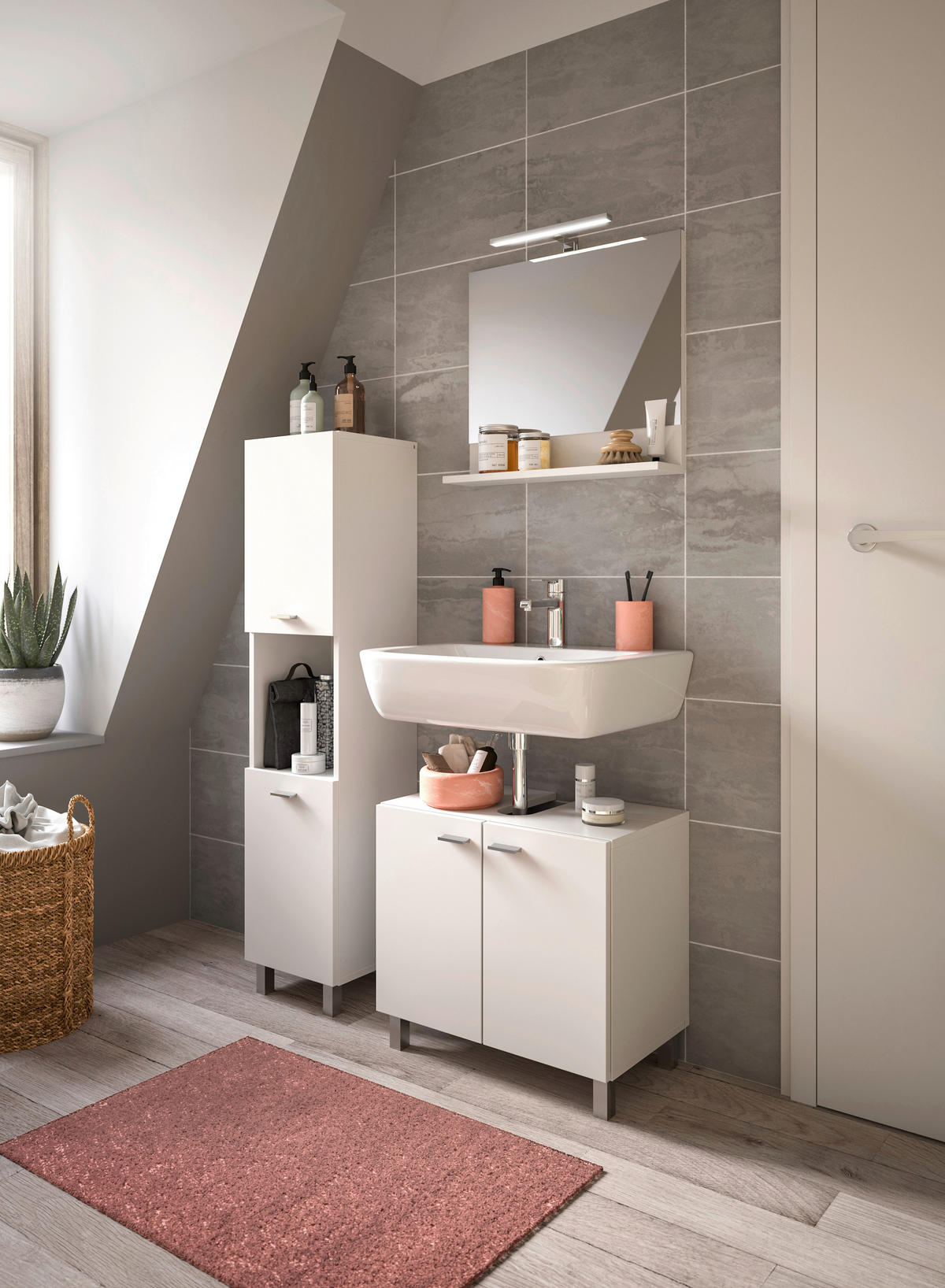 Badezimmer-Set BOSTON weiß B/H/T: ca. 102x186x33 cm BOSTON - weiß (102,00/186,00/33,00cm) - xonox.home