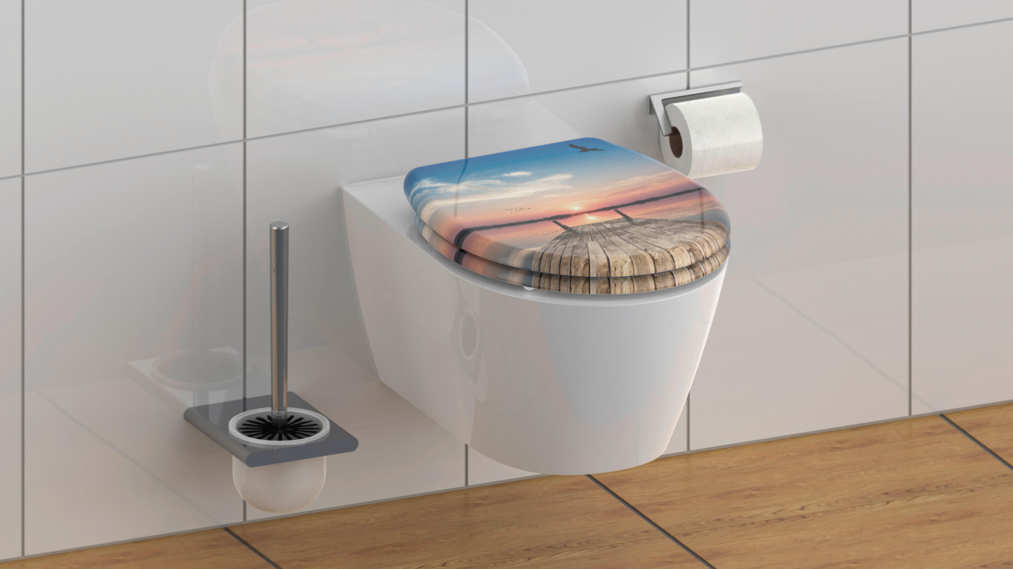 WC-Sitz blau braun rot Duroplast B/H/T: ca. 37x5x45 cm WC-Sitz_Sunset Duroplast - blau/braun (37,00/5,00/45,00cm) - SCHÜTTE