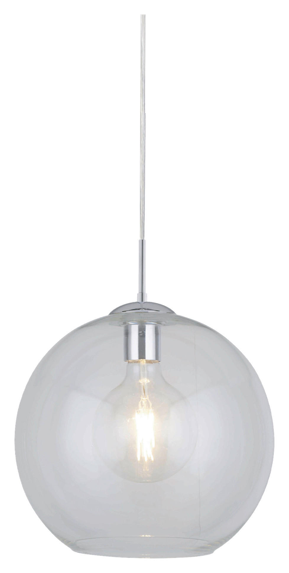 Searchlight Pendelleuchte transparent Chrom Stahl Glas B/H/D: ca. 30x120x30 cm E27 1 Brennstellen Balls - Chrom/transparent (30,00/120,00cm) - Searchlight