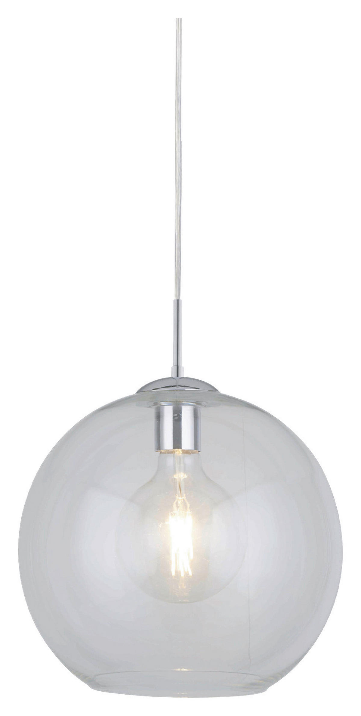 Searchlight Pendelleuchte transparent Chrom Stahl Glas B/H/D: ca. 30x120x30 cm E27 1 Brennstellen Balls - Chrom/transparent (30,00/120,00cm) - Searchlight