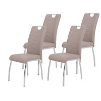 Stuhl Andrea 4er Set Cappuccino Chrom Kunstleder Metall B/H/T: ca. 43x100x64 cm Andrea 4er Set - Chrom/Cappuccino (43,00/100,00/64,00cm) - Hela