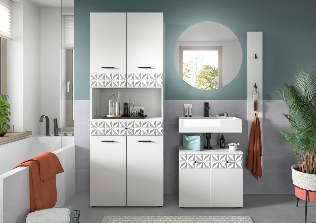 Badezimmer-Set Prisma weiß B/H/T: ca. 110x187x37 cm Prisma - weiß (110,00/187,00/37,00cm) - xonox.home