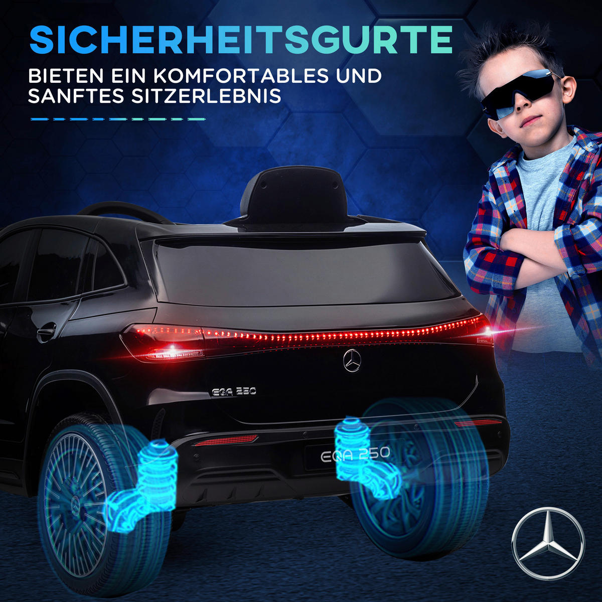 HOMCOM Kinderauto schwarz B/H/L: ca. 69x111,5x52,5 cm Elektro-Kinderauto - schwarz (52,50/69,00/111,50cm) - HOMCOM