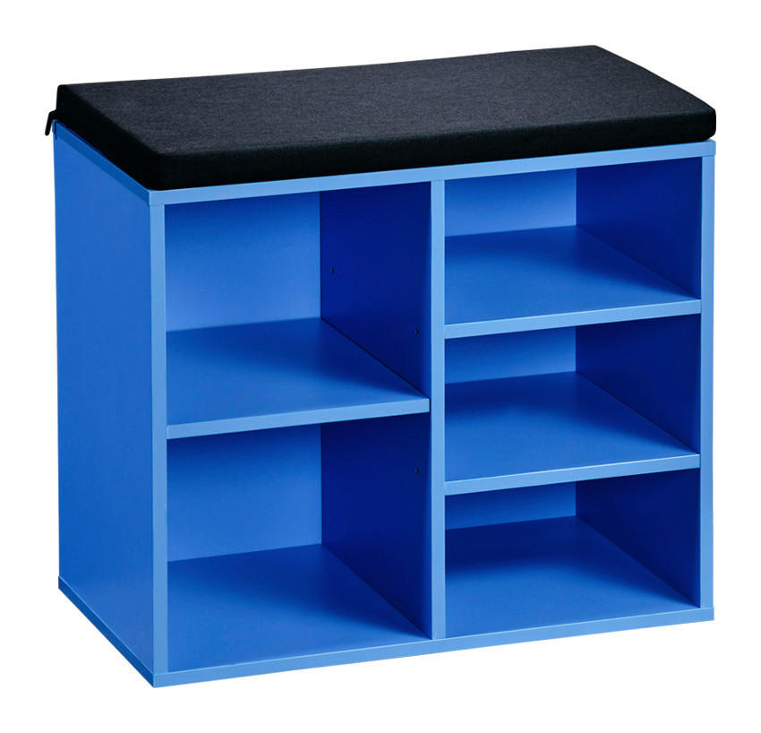 Kesper Schuhregal blau Spanplatte B/H/T: ca. 51,5x48x29,5 cm Schuhregal_mit_Sitzkissen - blau (51,50/48,00/29,50cm) - Kesper