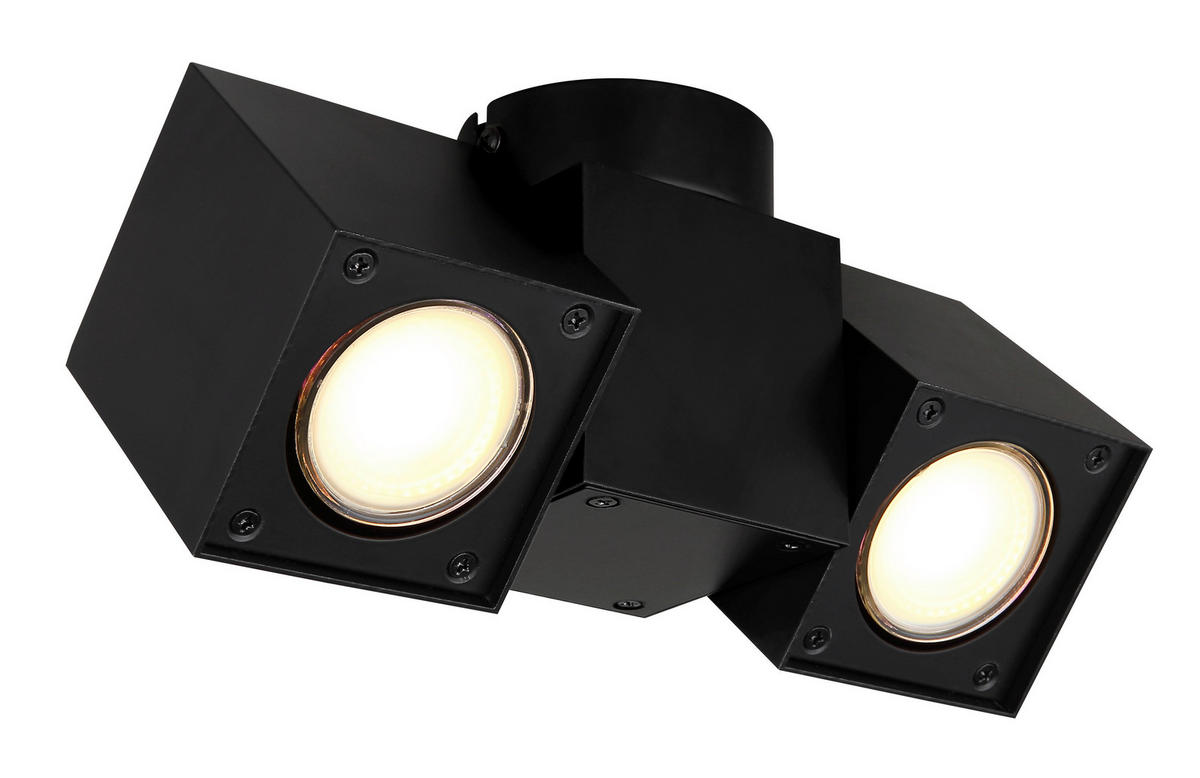 GLOBO Spot schwarz Metall B/H/T: ca. 7x10,5x21,7 cm GU10 2 Brennstellen ERIN - schwarz (7,00/10,50/21,70cm) - GLOBO