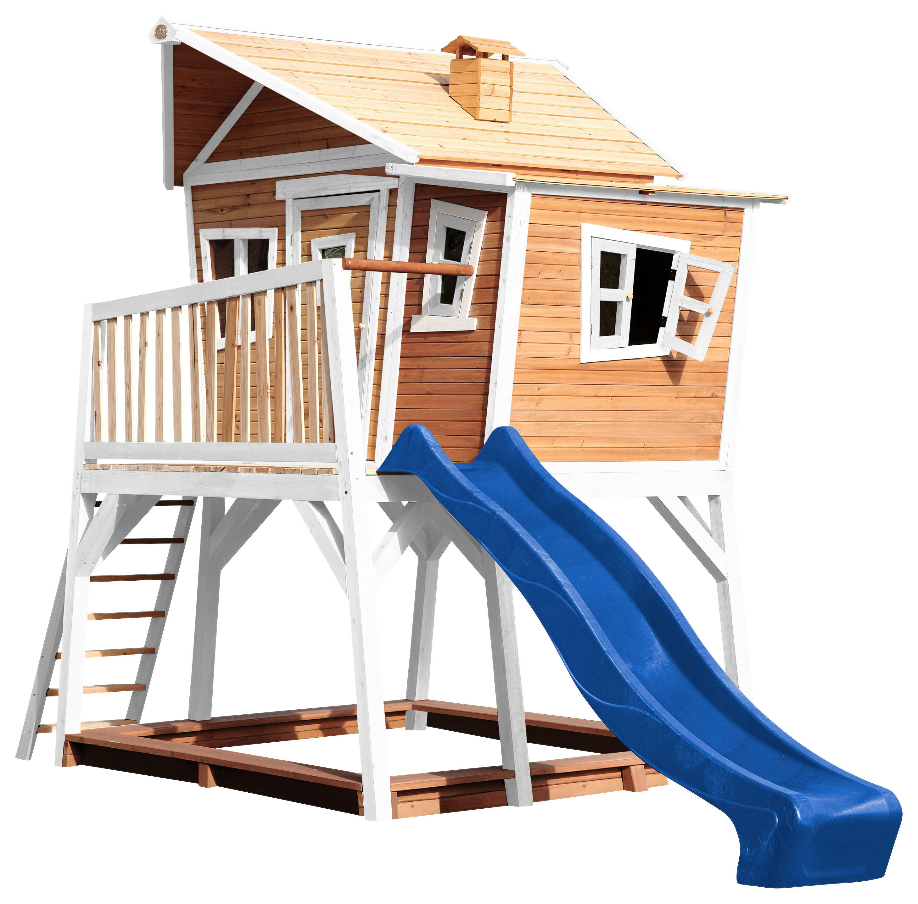AXI Spielhaus Max braun B/H/L: ca. 432x288x193 cm Max - braun/blau (193,00/432,00/288,00cm) - AXI