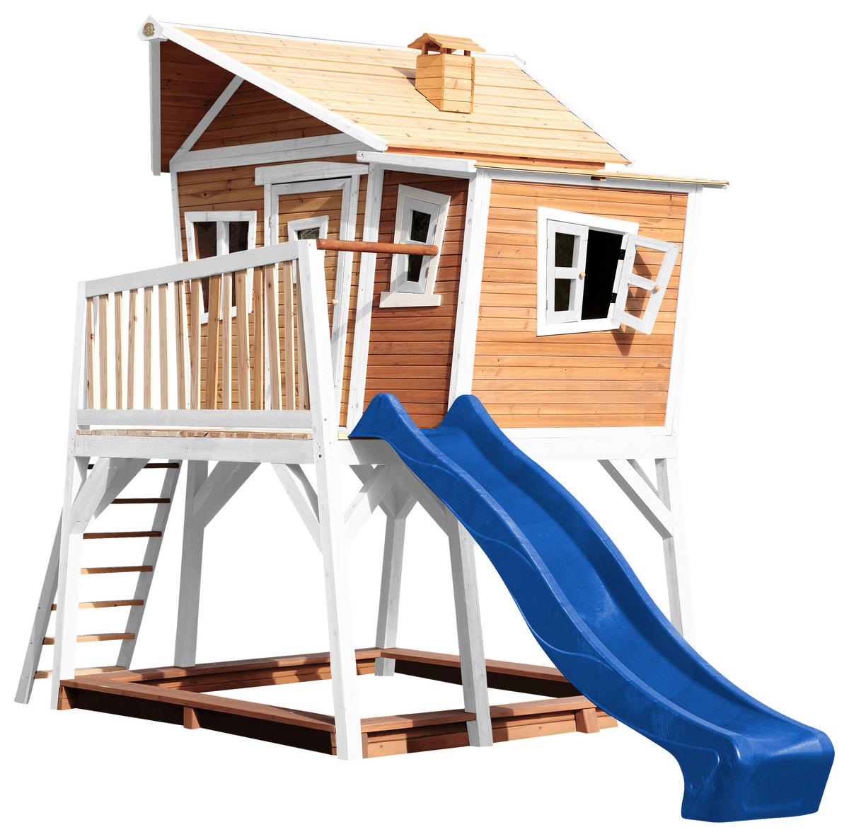 AXI Spielhaus Max braun B/H/L: ca. 432x288x193 cm Max - braun/blau (193,00/432,00/288,00cm) - AXI