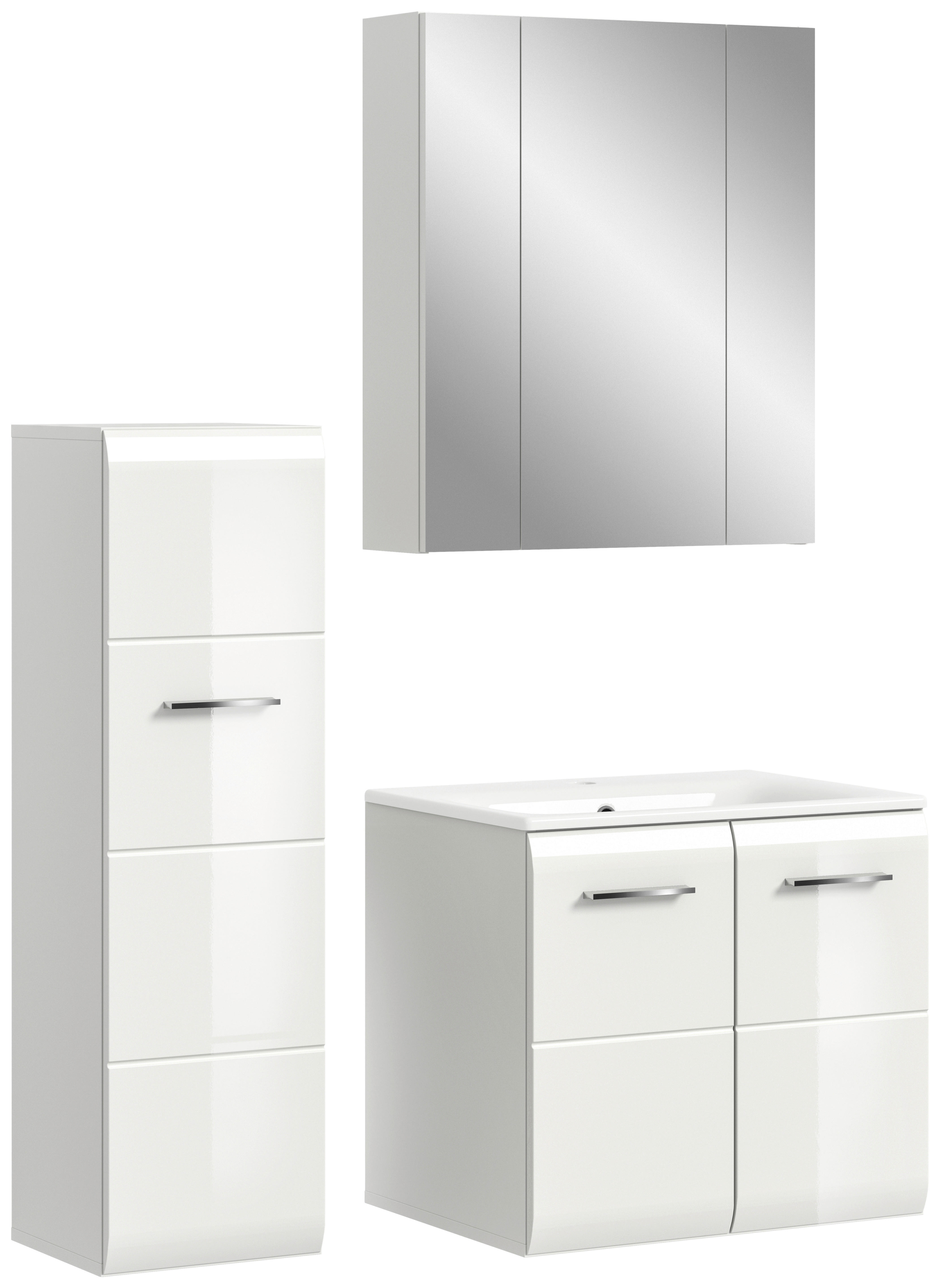 Badezimmer-Set Ice weiß weiß Hochglanz B/H/T: ca. 105x185x46 cm Ice - weiß (105,00/185,00/46,00cm) - xonox.home