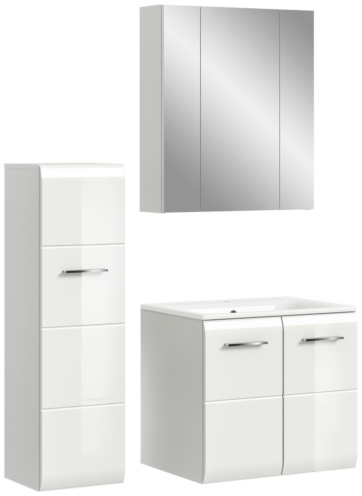 Badezimmer-Set Ice weiß weiß Hochglanz B/H/T: ca. 105x185x46 cm Ice - weiß (105,00/185,00/46,00cm) - xonox.home
