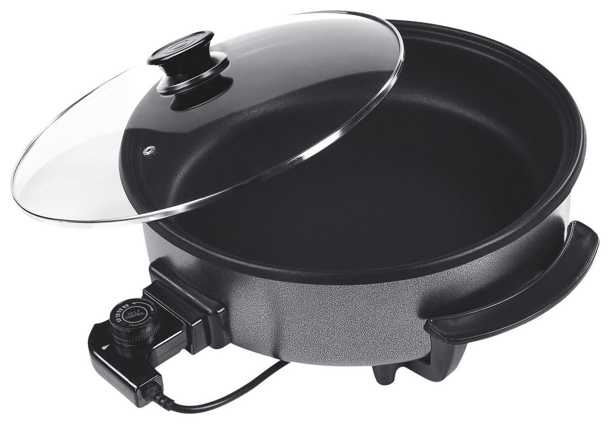SCHÄFER Elektrische Multipfanne 20370 schwarz Metall Glas H/D: ca. 11x42 cm 20370 - schwarz (42,00/11,00cm) - SCHÄFER