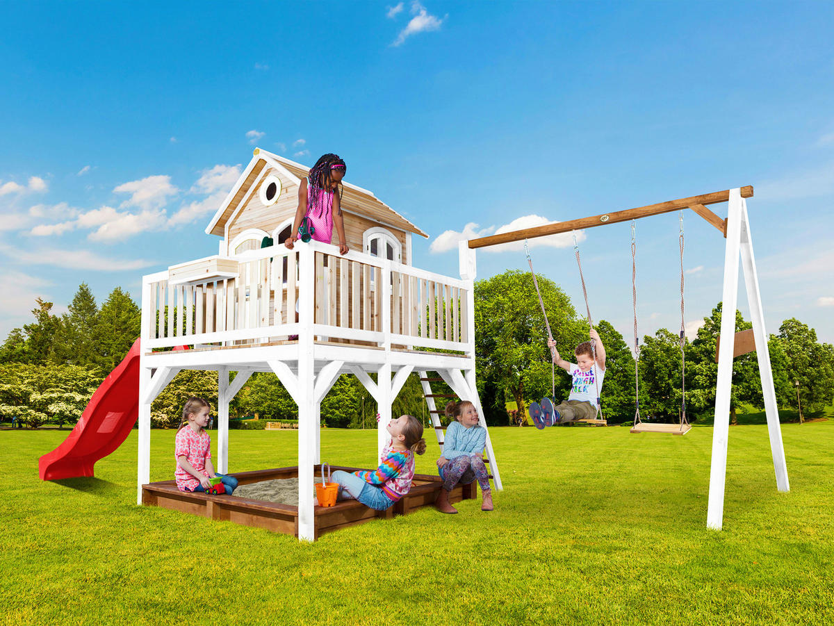 AXI Spielhaus Liam braun B/H/L: ca. 613x291x277 cm Liam - braun/weiß (277,00/613,00/291,00cm) - AXI