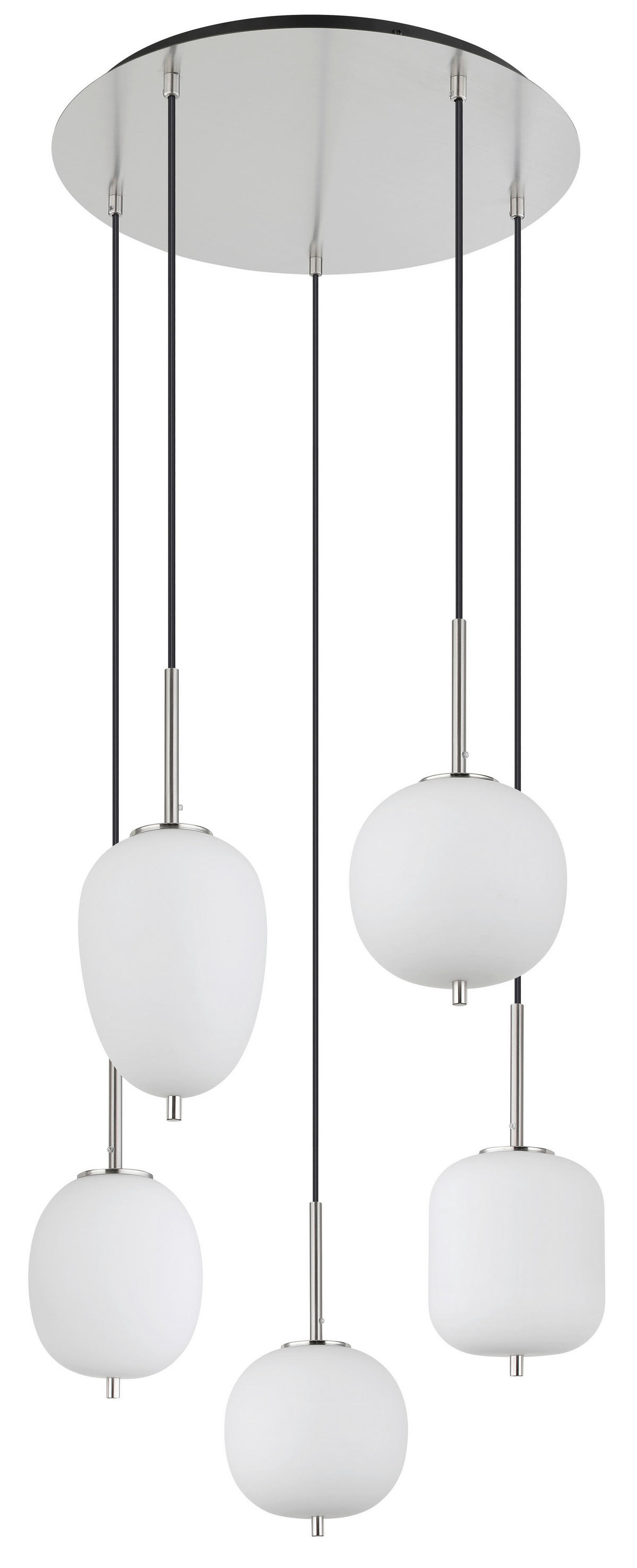 GLOBO Pendelleuchte nickel matt Glas Metall H/D: ca. 150x57,5 cm 5.0 Brennstellen 15345-5NO - nickel matt (57,50/150,00cm) - GLOBO