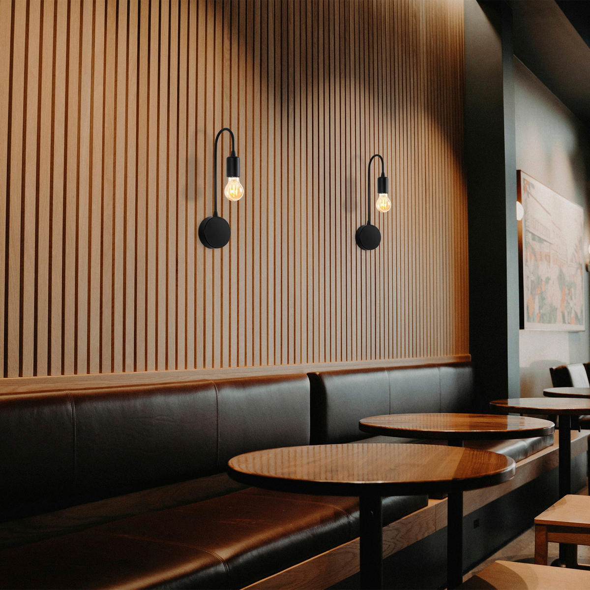 Opviq Wandleuchte schwarz Metall B/H/L: ca. 14x38x10 cm E27 1 Brennstellen Baston - schwarz (10,00/14,00/38,00cm) - Opviq