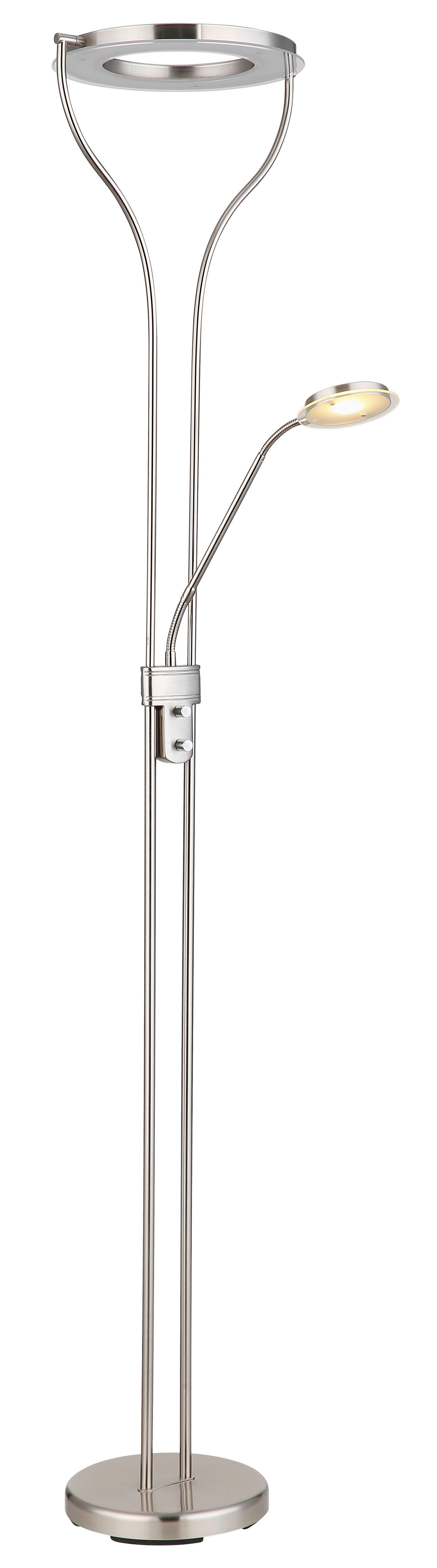 GLOBO LED-Deckenfluter Chrom Metall Kunststoff B/H/T: ca. 35x194x30 cm 2 Brennstellen EBRO - Chrom (35,00/194,00/30,00cm) - GLOBO