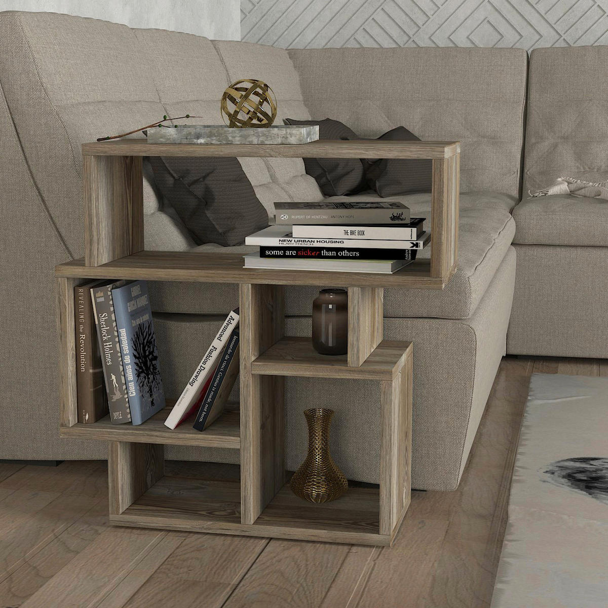 Beistelltisch Lanza walnuss Nachbildung Spanplatte B/H/T: ca. 55x60x22 cm Lanza - walnuss (55,00/60,00/22,00cm) - moebel17