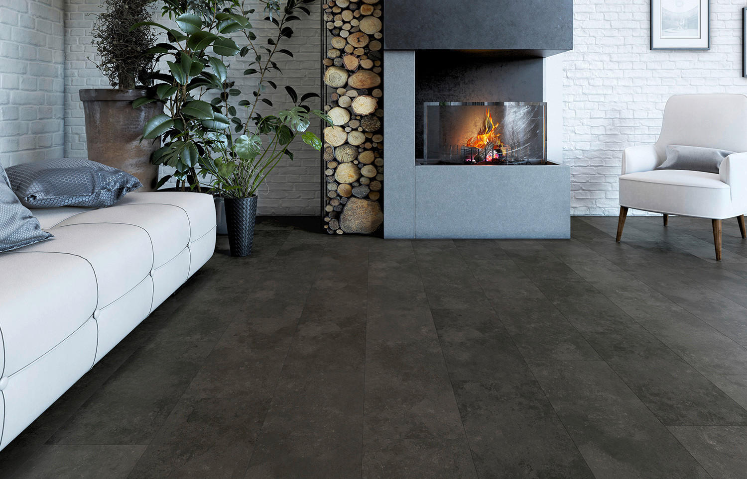 Laminatboden Eiche anthra. ca. 2,367 m² im Paket  B/L: ca. 28x60,4 cm pro Paket Eiche anthra. ca. 2,367 m² im Paket - schwarz (28,00/60,40cm)