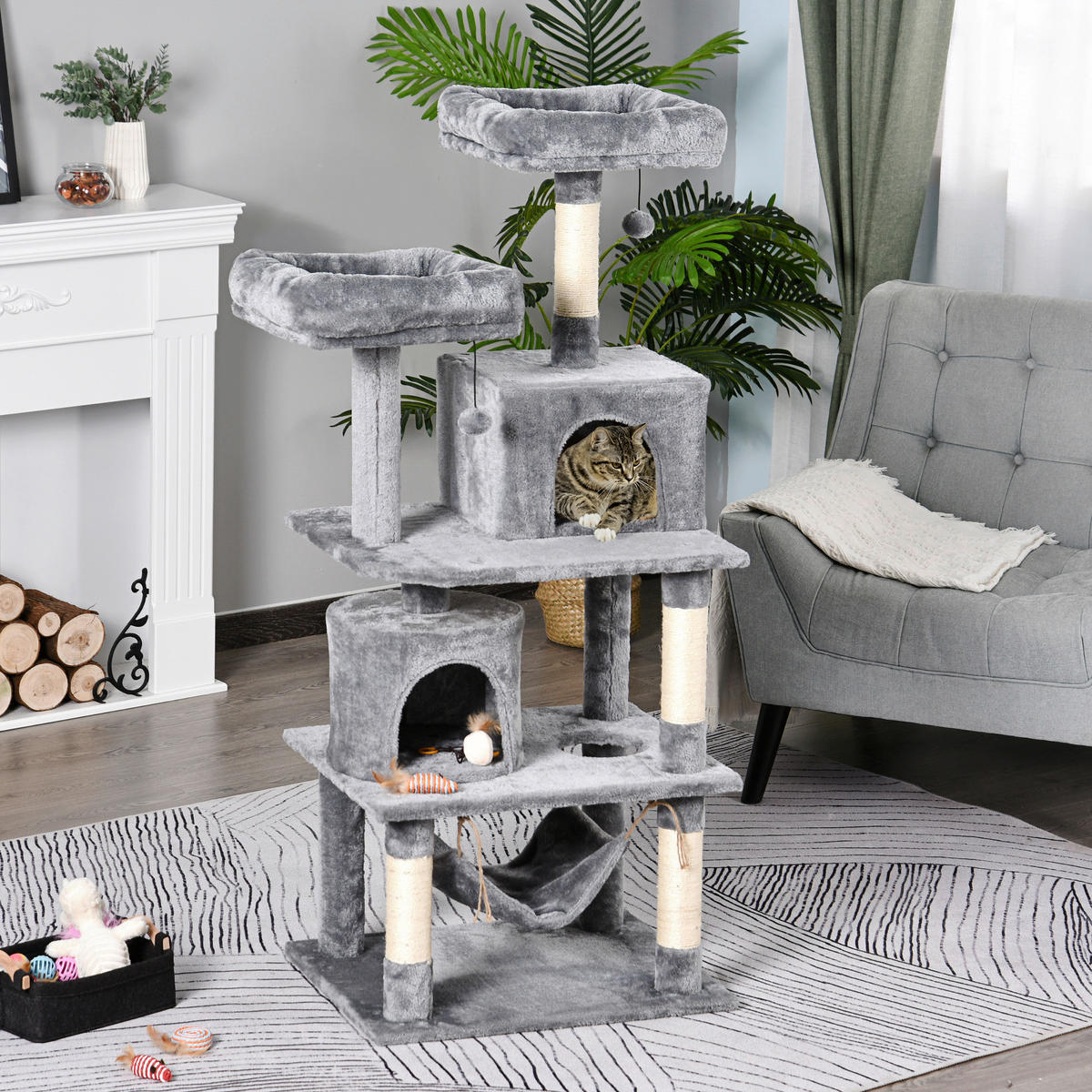 PawHut Kratzbaum grau Polypropylen B/H/L: ca. 50x60x145 cm Kratzbaum - grau (145,00/50,00/60,00cm) - PawHut