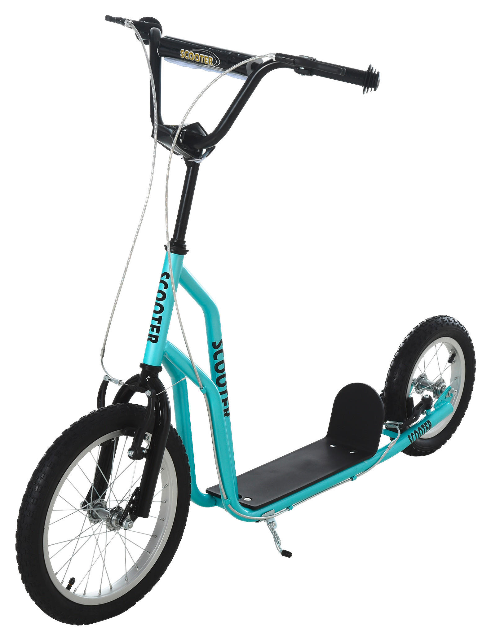 HOMCOM Kinderroller hellblau B/H/L: ca. 58x94x135 cm Kinderroller_mit_Handbremse - hellblau (135,00/58,00/94,00cm) - HOMCOM