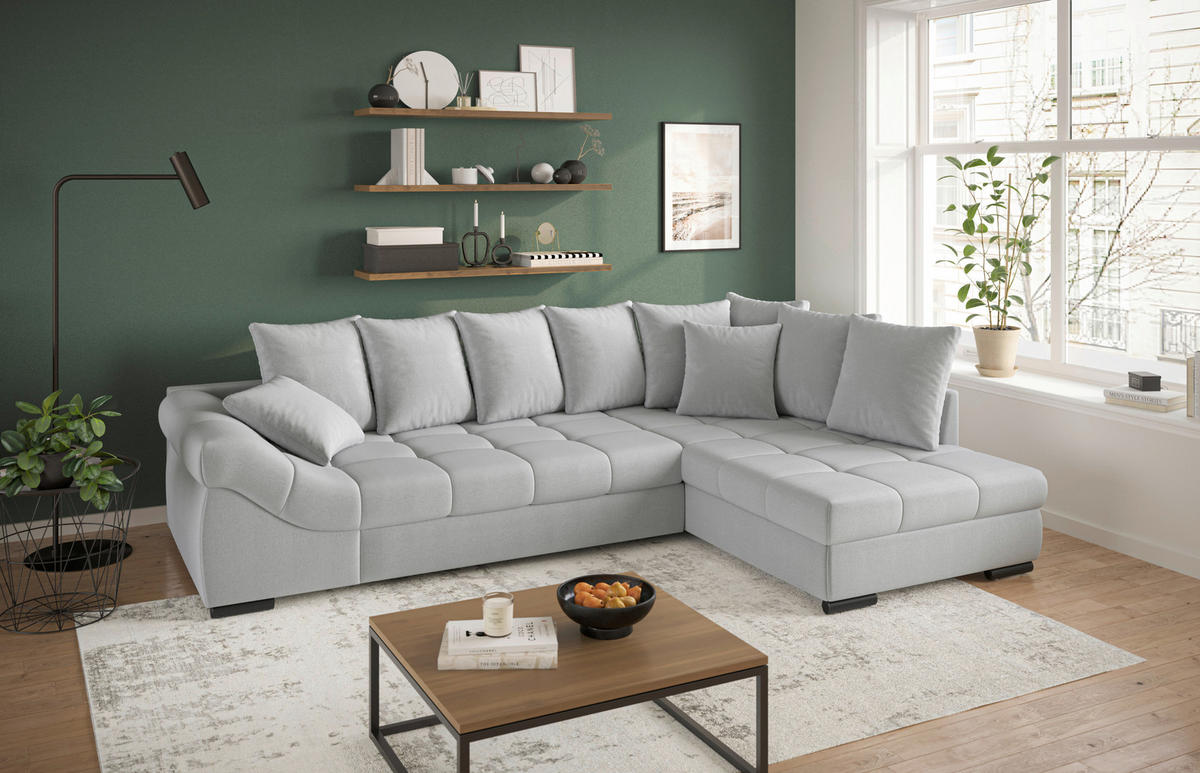 Ecksofa Pietro grau Microfaser B/H/T: ca. 303x88x202 cm Pietro - schwarz/grau (303,00/88,00/202,00cm)