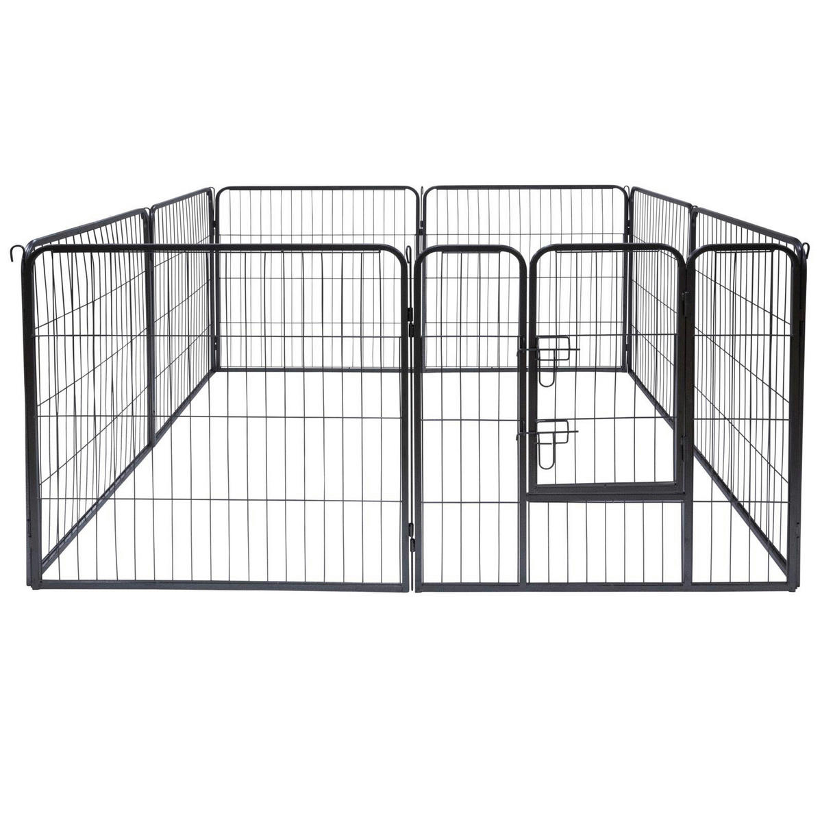 Haustierlaufstall schwarz Metall Haustierlaufstall 210x80cm - schwarz