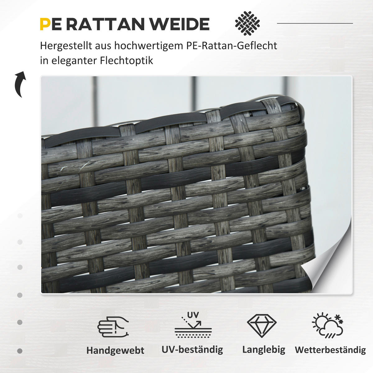 Outsunny Sitzgruppe grau Polyrattan B/H/L: ca. 57x63x76 cm Gartenmöbel-Set - grau (76,00/57,00/63,00cm) - Outsunny