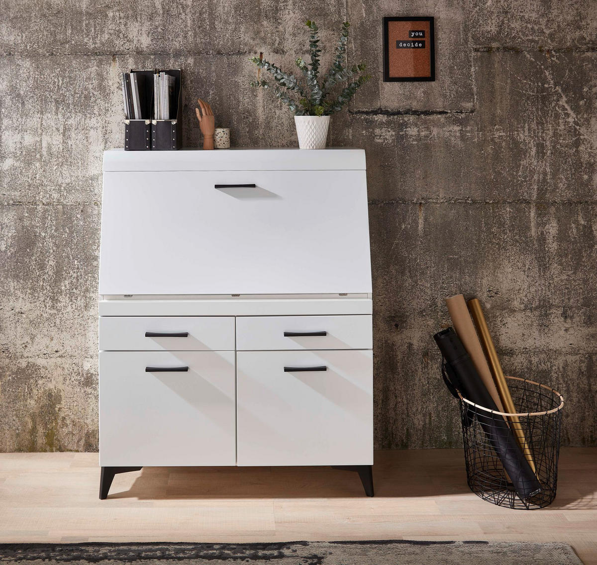 Sekretär Secret weiß matt B/H/T: ca. 98x124x42 cm Secret - weiß (98,00/124,00/42,00cm)