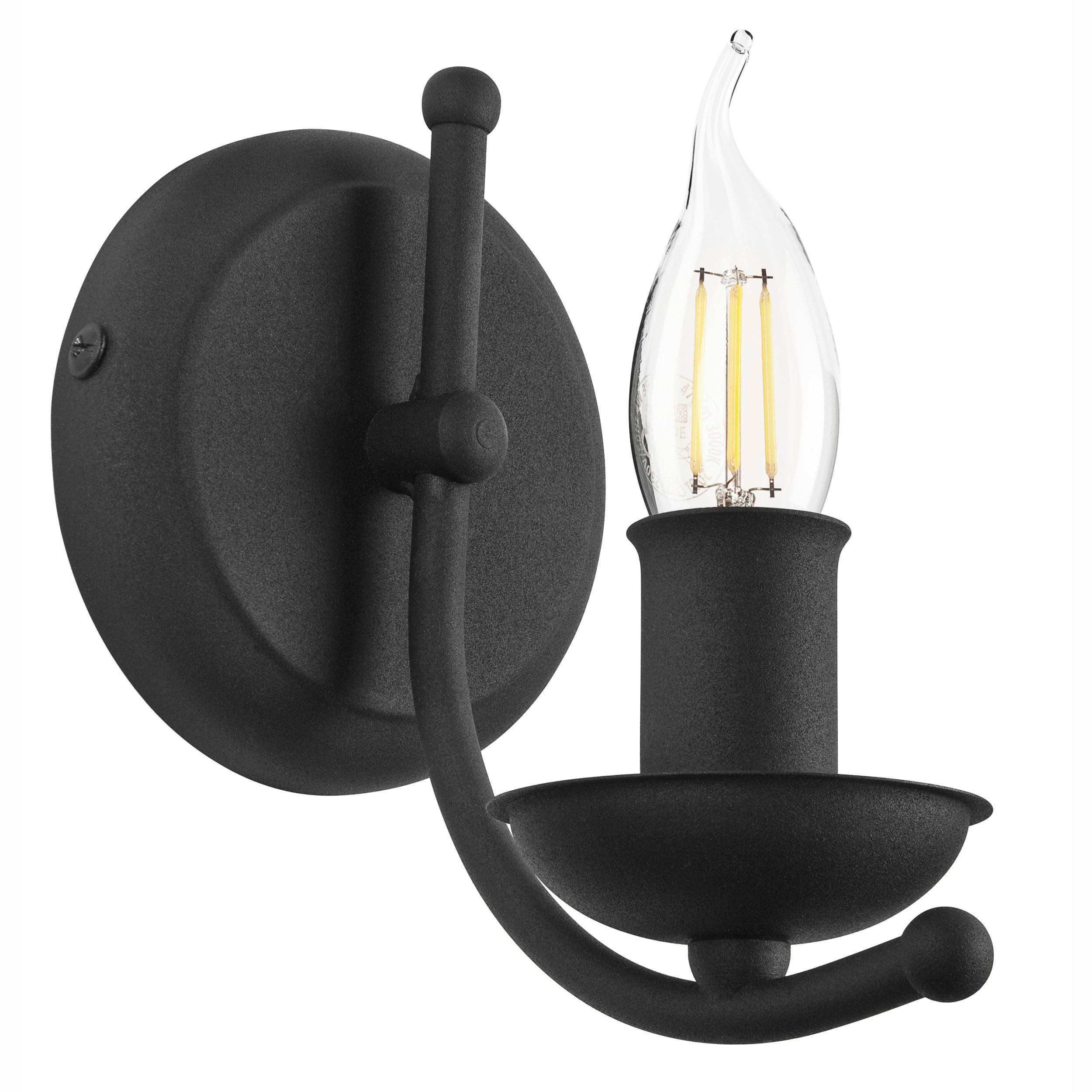 Lamkur Wandleuchte LUCY 44132 schwarz Stahl H/L: ca. 18x17 cm E14 1 Brennstellen Lucy - schwarz (17,00cm) - Lamkur