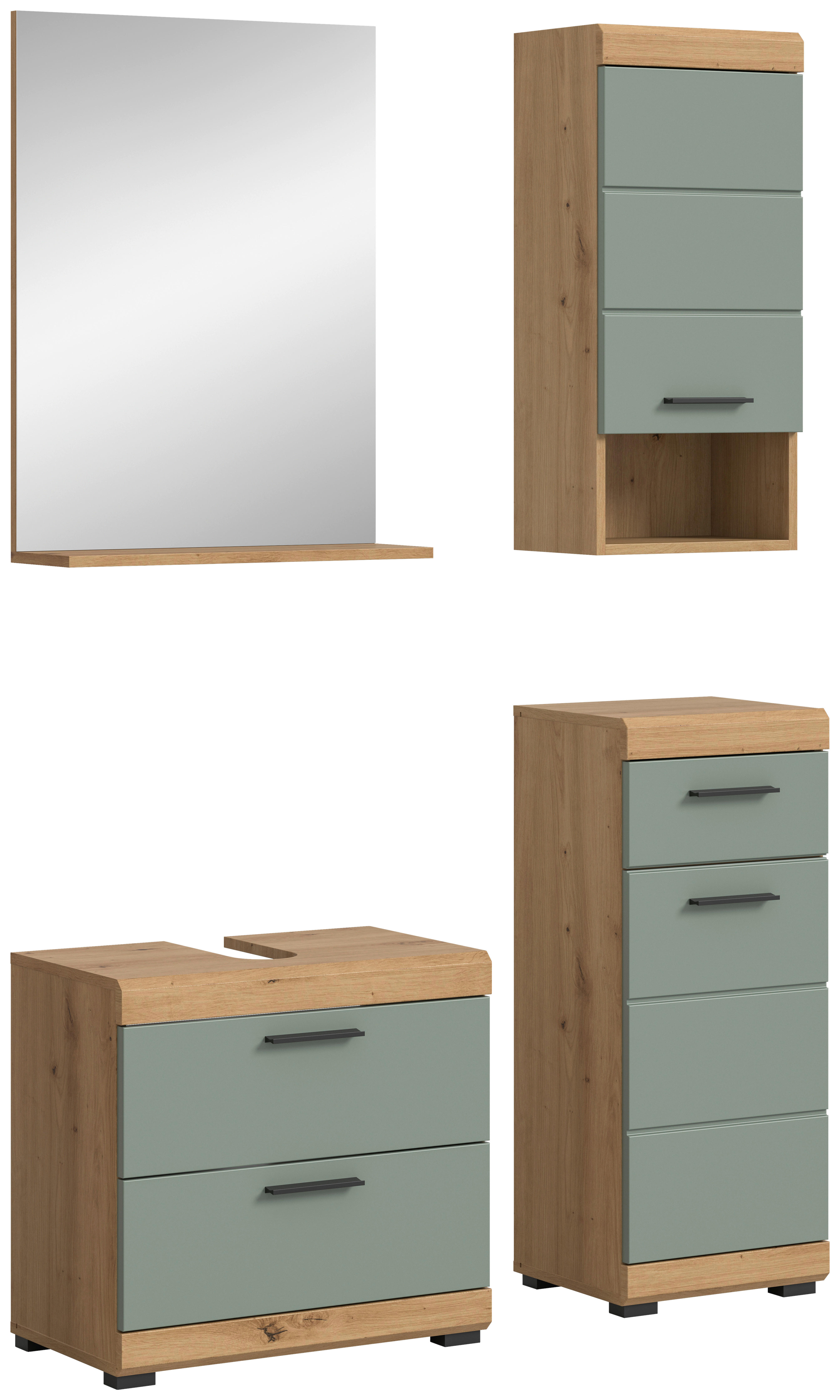 Badezimmer-Set Scout Eiche Artisan Nachbildung salbei Nachbildung B/H/T: ca. 112x191x37 cm Scout - Eiche/salbei (112,00/191,00/37,00cm) - xonox.home