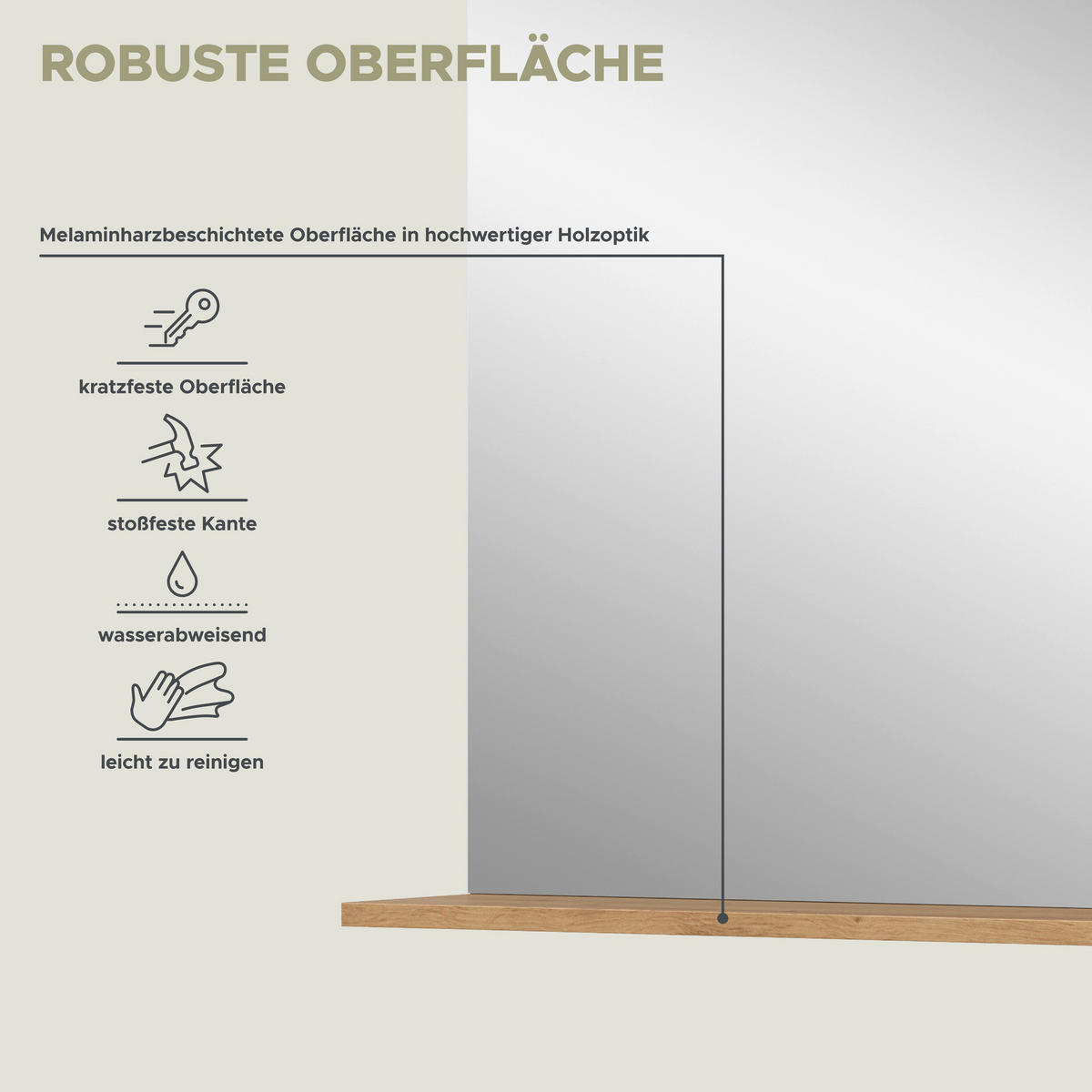 Badspiegel Scout Eiche Artisan Nachbildung salbei Nachbildung B/H/T: ca. 60x79x18 cm Scout - Eiche/salbei (60,00/79,00/18,00cm) - xonox.home