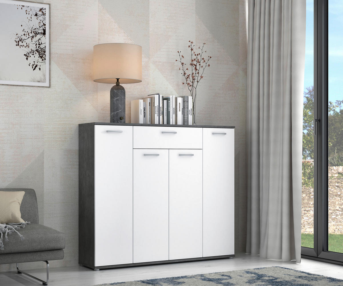 Kommode  Beton dunkel Optik weiß B/H/T: ca. 139x121x35 cm Rypsyma_Kommode RPSK341-C592 - Beton/weiß (139,00/121,00/35,00cm)