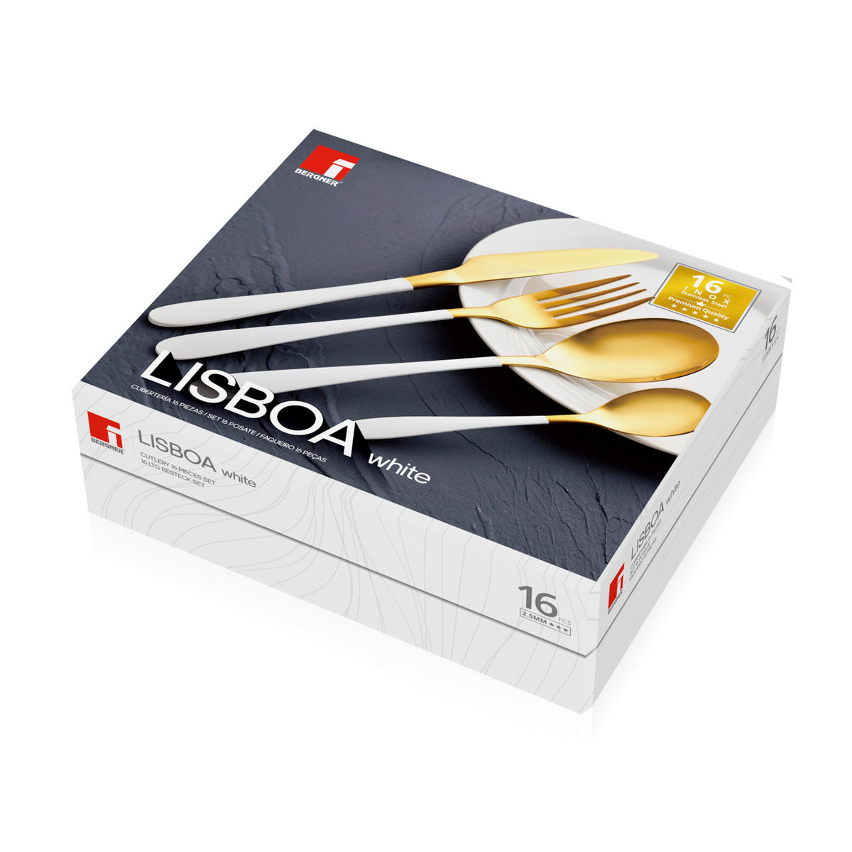 BERGNER Besteckset Lisboa white weiß Edelstahl 16 tlg. Lisboa white - weiß - BERGNER