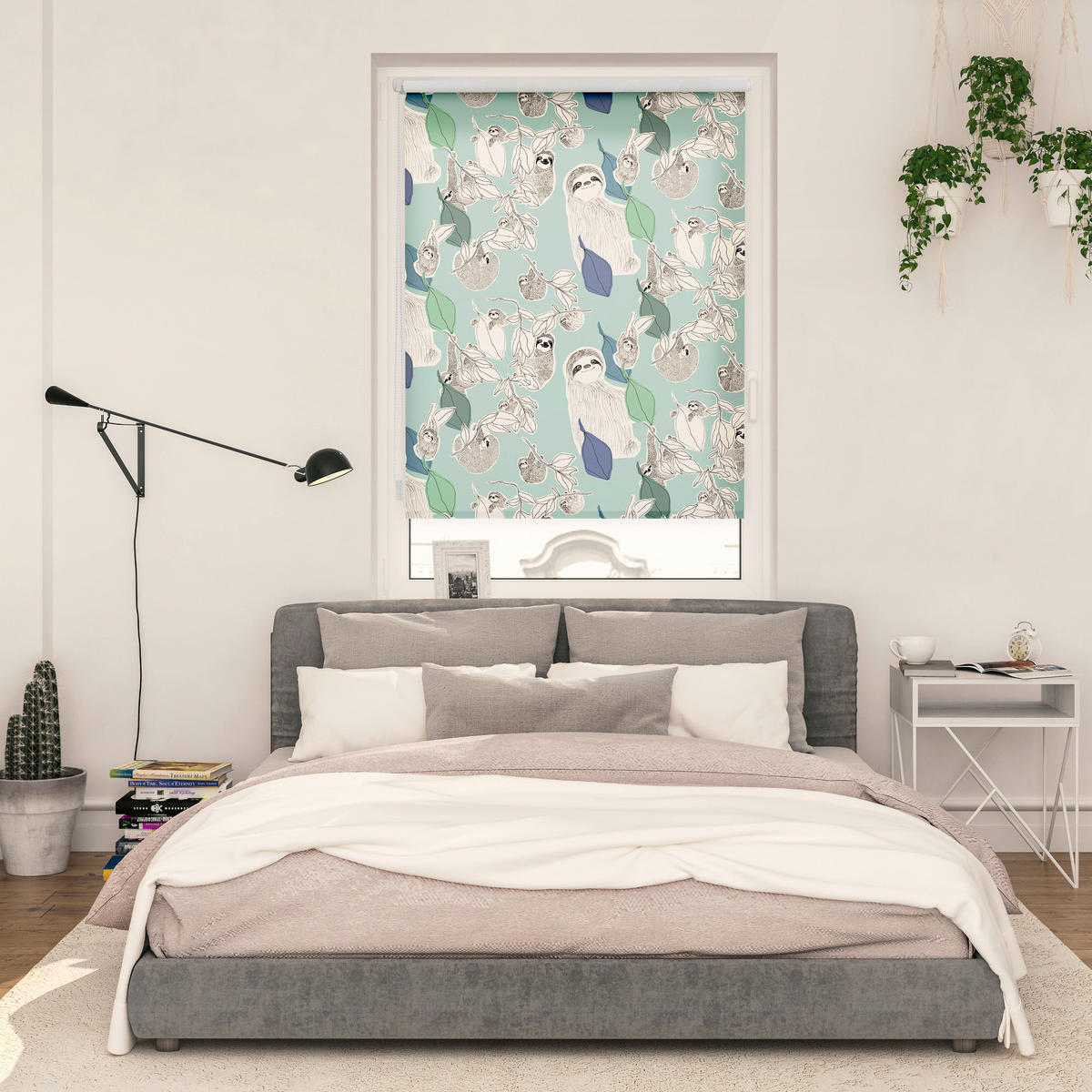 Rollo Sloths on Turquoise grün B/L: ca. 60x150 cm Sloths on Turquoise - grün (60,00/150,00cm) - LICHTBLICK