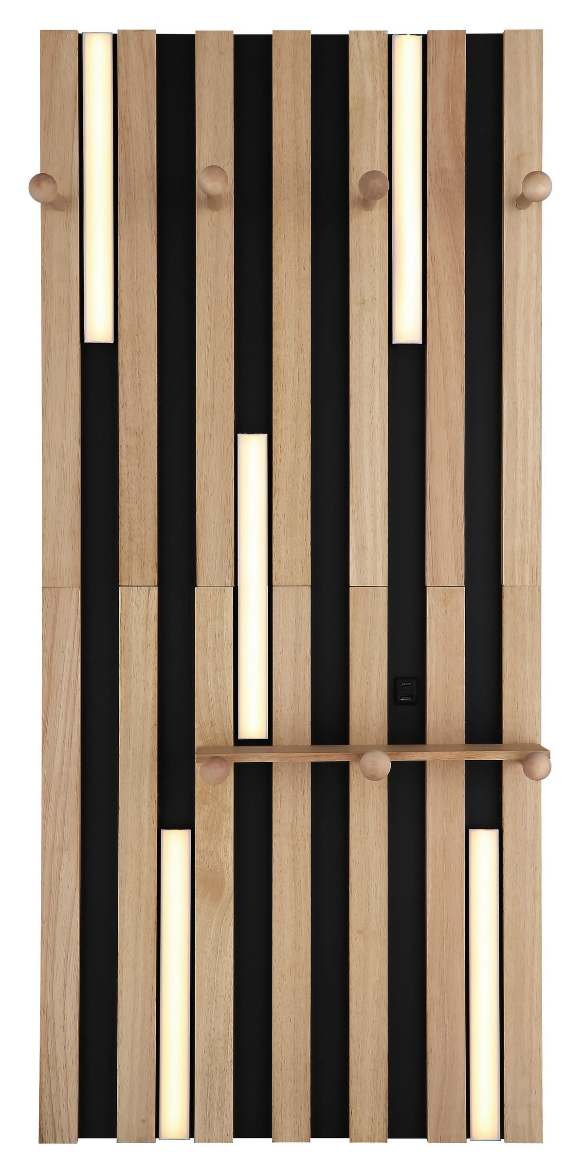 GLOBO Wandleuchte weiß braun mattschwarz Kunststoff Metall Holz B/H: ca. 50x110 cm 1.0 Brennstellen Duane - braun/weiß (50,00/110,00cm) - GLOBO