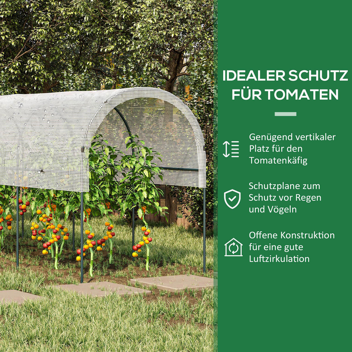 Outsunny Tomatengewächsüberdachung B/H/L: ca. 120x170x400 cm Tomatengewächsüberdachung - weiß (400,00/120,00/170,00cm) - Outsunny