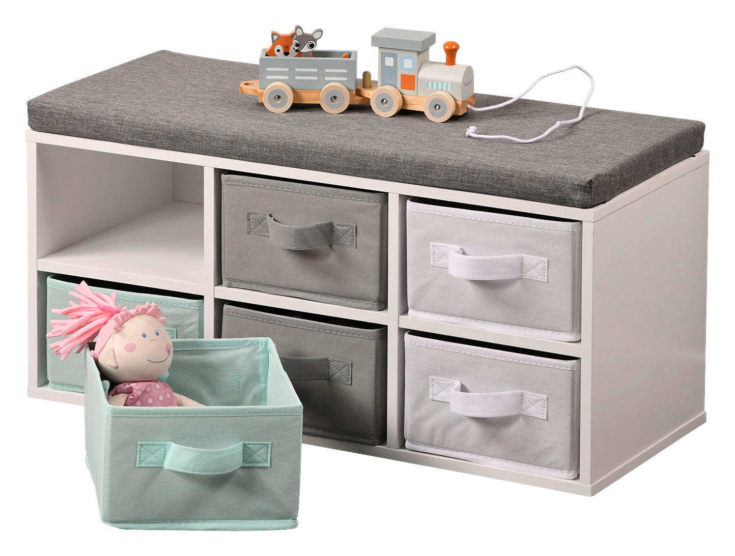 Kesper Kinder-Sitzbank weiß B/H/T: ca. 68x33x29,5 cm Kinder-Sitzbank - weiß/grau (68,00/33,00/29,50cm) - Kesper