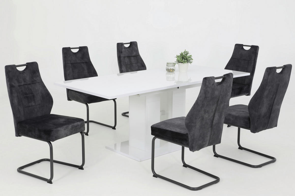 Schwingstuhl Linda 2er Set anthrazit Vintage Microfaser B/H/T: ca. 47x99x61 cm Linda 2er Set - anthrazit/grau (47,00/99,00/61,00cm) - Hela