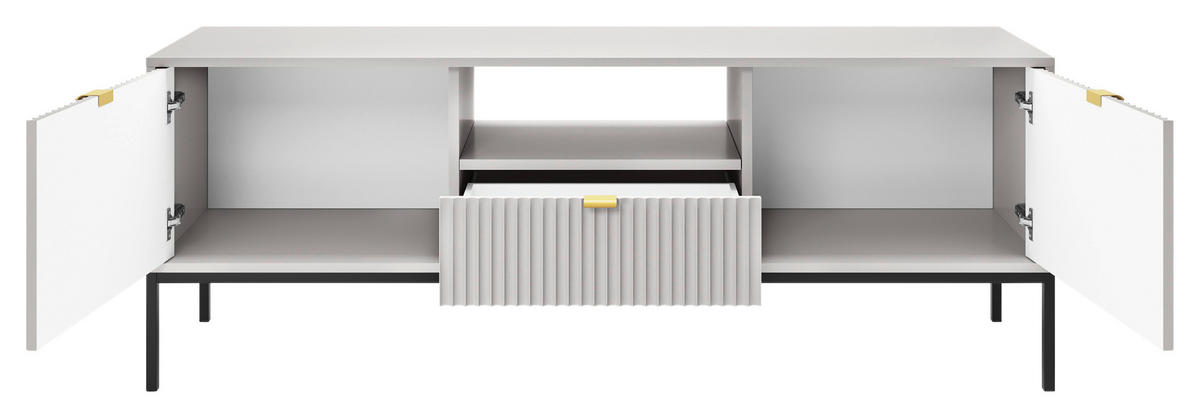 TV-Lowboard TV LOWBOARD AURA AU01 grau schwarz weiß gold Optik B/H/T: ca. 154x56x39 cm TV LOWBOARD AURA AU01 - gold/weiß (154,00/56,00/39,00cm) - WIPMEB