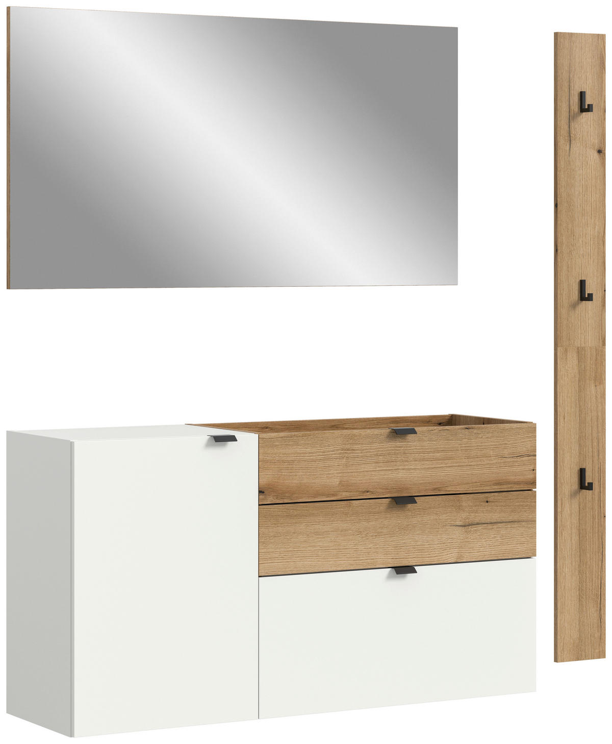 Garderobe Naro weiß Evoke Oak Nachbildung B/H/T: ca. 158x194x37 cm Naro - weiß (158,00/194,00/37,00cm) - xonox.home