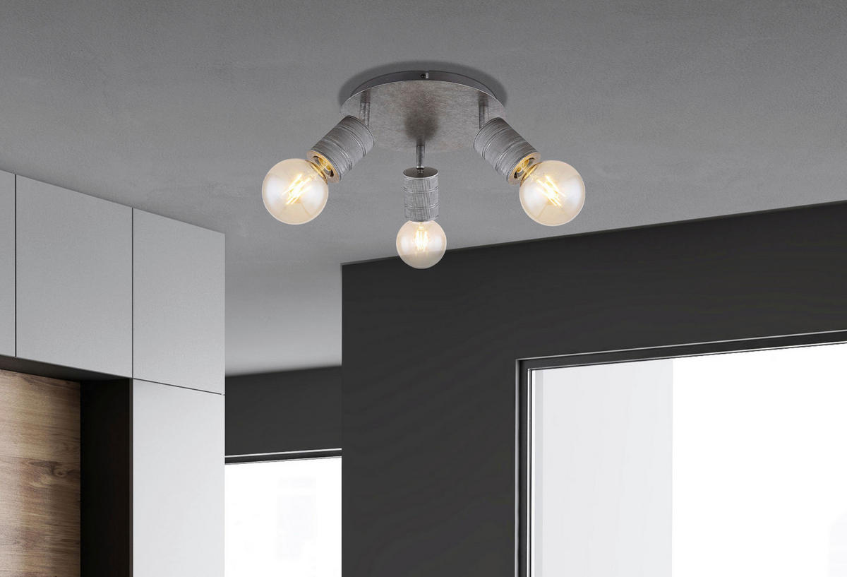 GLOBO Spot silber Metall H/D: ca. 16x28 cm E27 3 Brennstellen FREDDY - silber (28,00/16,00cm) - GLOBO