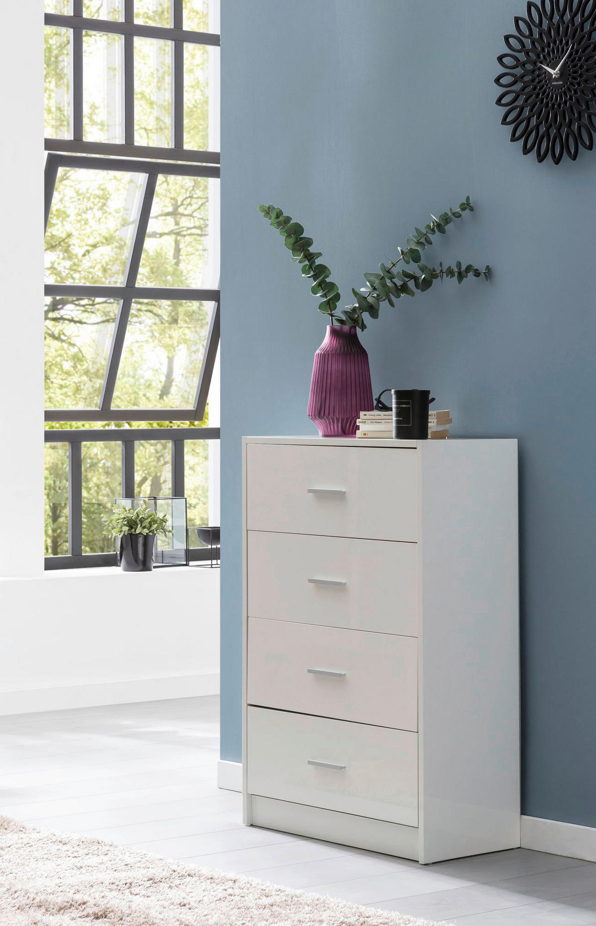 Sideboard weiß B/H/T: ca. 60x90x30 cm Sideboard - weiß (60,00/90,00/30,00cm) - Wohnling