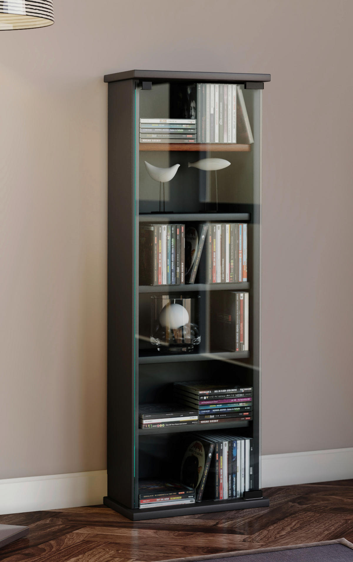 Regal Vetro schwarz Holzwerkstoff B/H/T: ca. 31x91,5x18 cm Vetro - schwarz (31,00/91,50/18,00cm) - VCM Möbel
