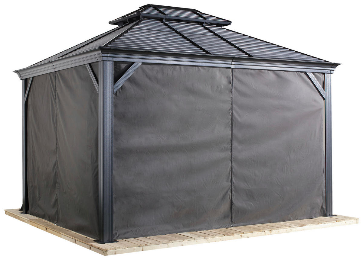 Sojag Pavillon-Vorhang-Set Mykonos/Moreno dunkelgrau Polyester B/T: ca. 380x254 cm Mykonos/Moreno - dunkelgrau (380,00/254,00cm) - Sojag