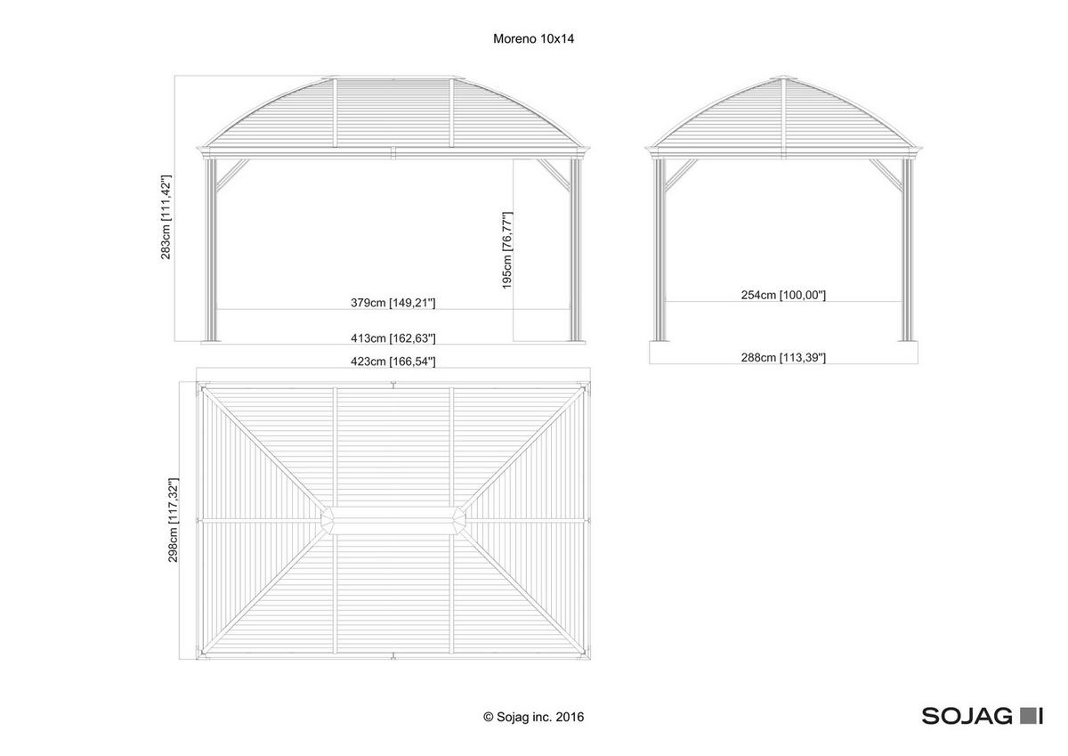 Sojag Pavillon Moreno anthrazit Aluminium B/H/L: ca. 423x283x298 cm Moreno - anthrazit (298,00/423,00/283,00cm) - Sojag