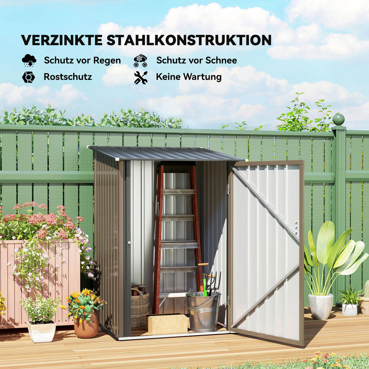 Outsunny Gerätehaus braun B/H/L: ca. 103x160x100 cm Gerätehaus - braun (100,00/103,00/160,00cm) - Outsunny