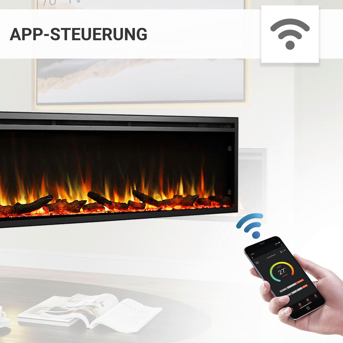 Balderia Elektrischer-Kamin Atlanta EF289B B/H/L: ca. 14,7x48x183 cm Elektro-Kamin Atalanta 72" - (183,00/14,70/48,00cm) - Balderia