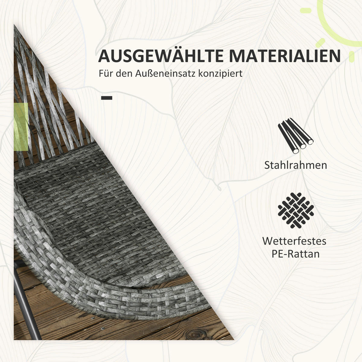 Outsunny Bistro-Set grau Kunststoff B/H/L: ca. 77x78x76 cm Bistro-Set - grau (76,00/77,00/78,00cm) - Outsunny